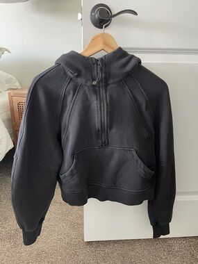 lululemon athletica Black Cropped Half-Zip Funnel Neck Hoodie